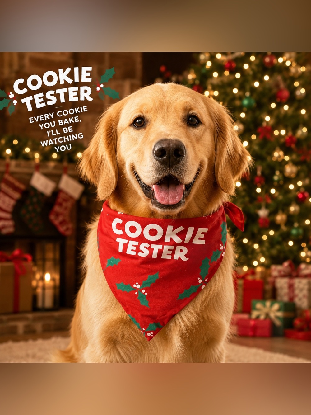 Dog’s Christmas “Cookie Tester” Pet Bandana